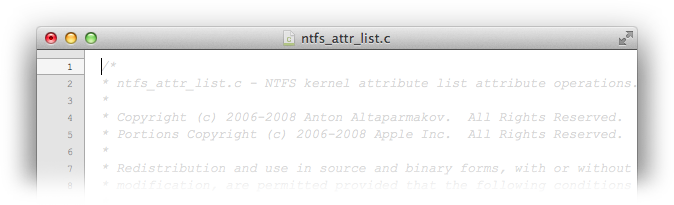 В недрах исходников NTFS драйвера для Mac OS X