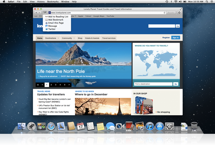 Mac OS X Mountain Lion - Share Sheet
