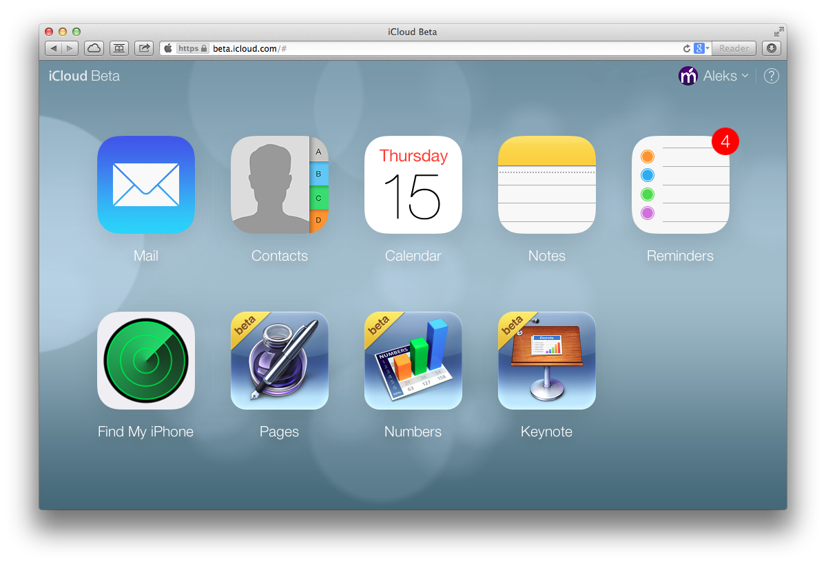 Beta iCloud.com. Beta iCloud.com.