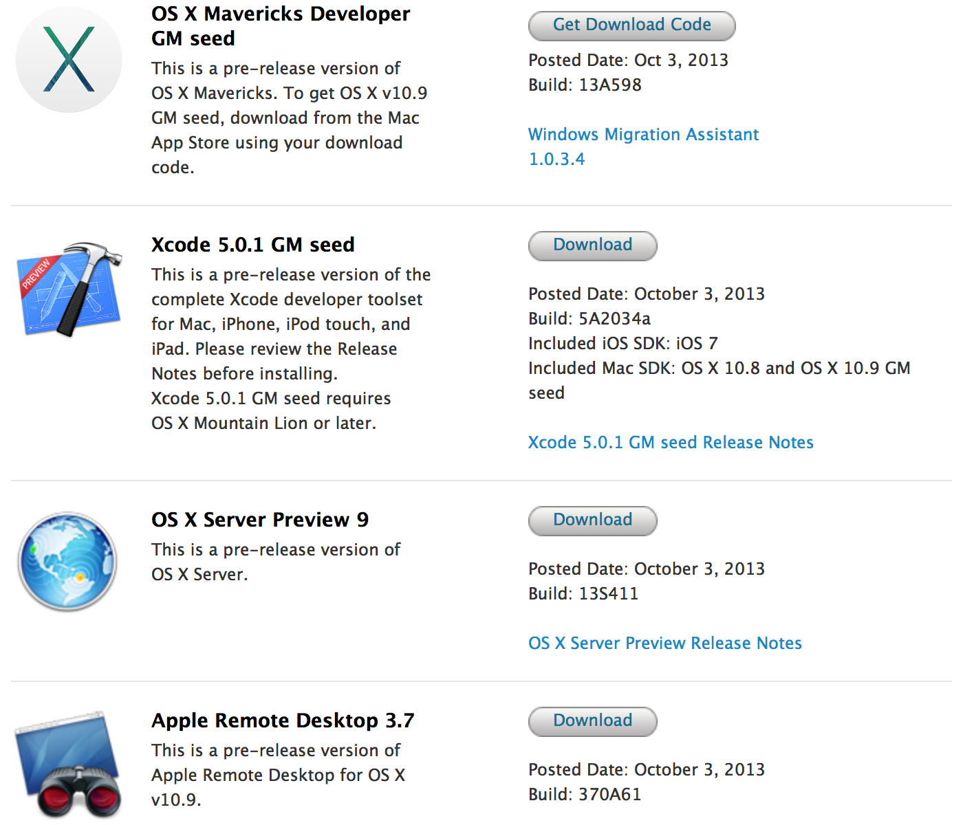 OS X 10.9 Mavericks Golden Master, Xcode 5.0.1 и OS X Server. OS X 10.9 Mavericks Golden Master, Xcode 5.0.1 и OS X Server.