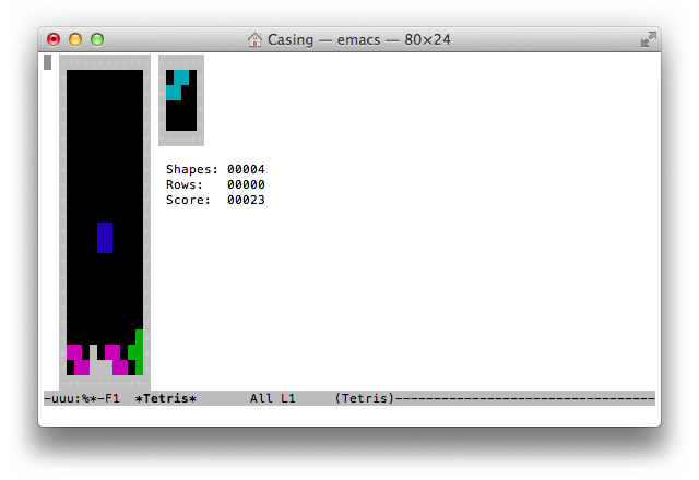 Игра Тетрис в окне терминала Mac OS X