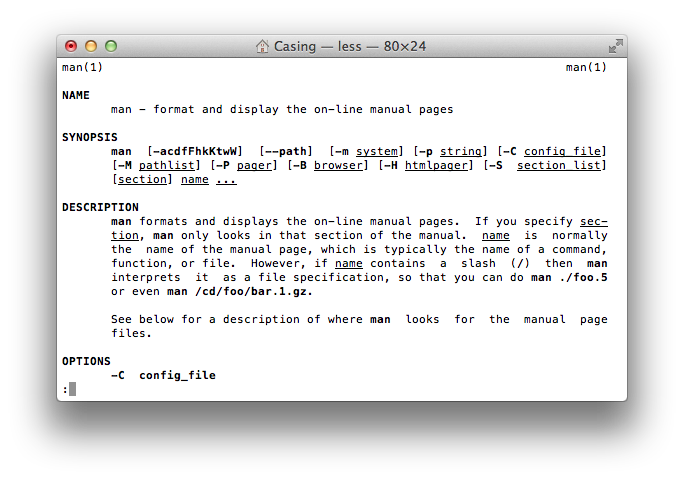 Вызов man в Терминале Mac OS X. Стандартный способ просмотра справки. Вызов man в Терминале Mac OS X. Стандартный способ просмотра справки.